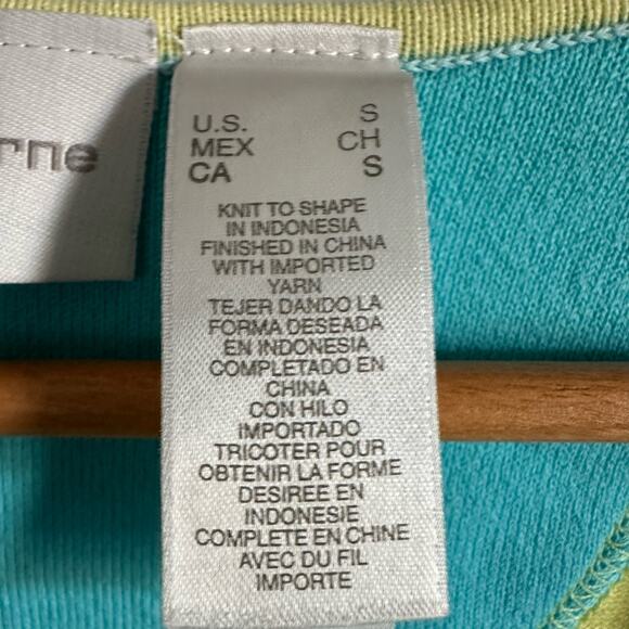 Liz Claiborne Bright Green & Blue Knit Cardigan - Picture 8 of 8